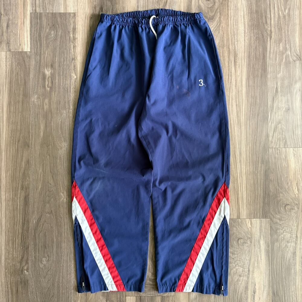 Vintage 1970s Striped Track Pants Men's Size S Blue Short 32x24.5